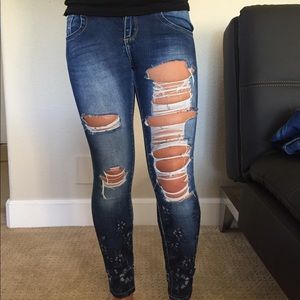 Navy Blue ripped jeans